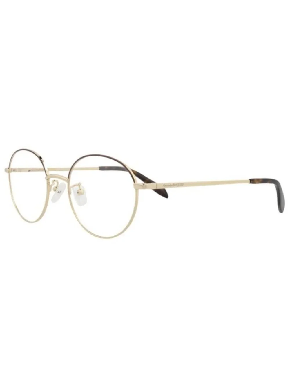 New Alexander McQueen Unisex Round/Oval Gold Gold Transparent Fashion Designer E
